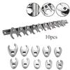 Metric 10-22mm Open End Nut Wrench Tool Kit 10-Piece 3/8in Drive Crowfoot Wrench Set