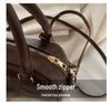 Retro Women's Fall/Winter 2025 Coffee Textured Bowling Crossbody Handbag