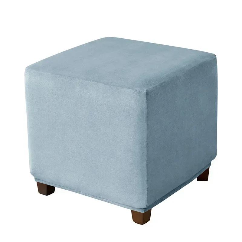 1PC Thick Velvet Square Ottoman Covers Stretch Footstool Cover Bench Stool Cover Washable Furniture Protector Stool Covers S/M/L