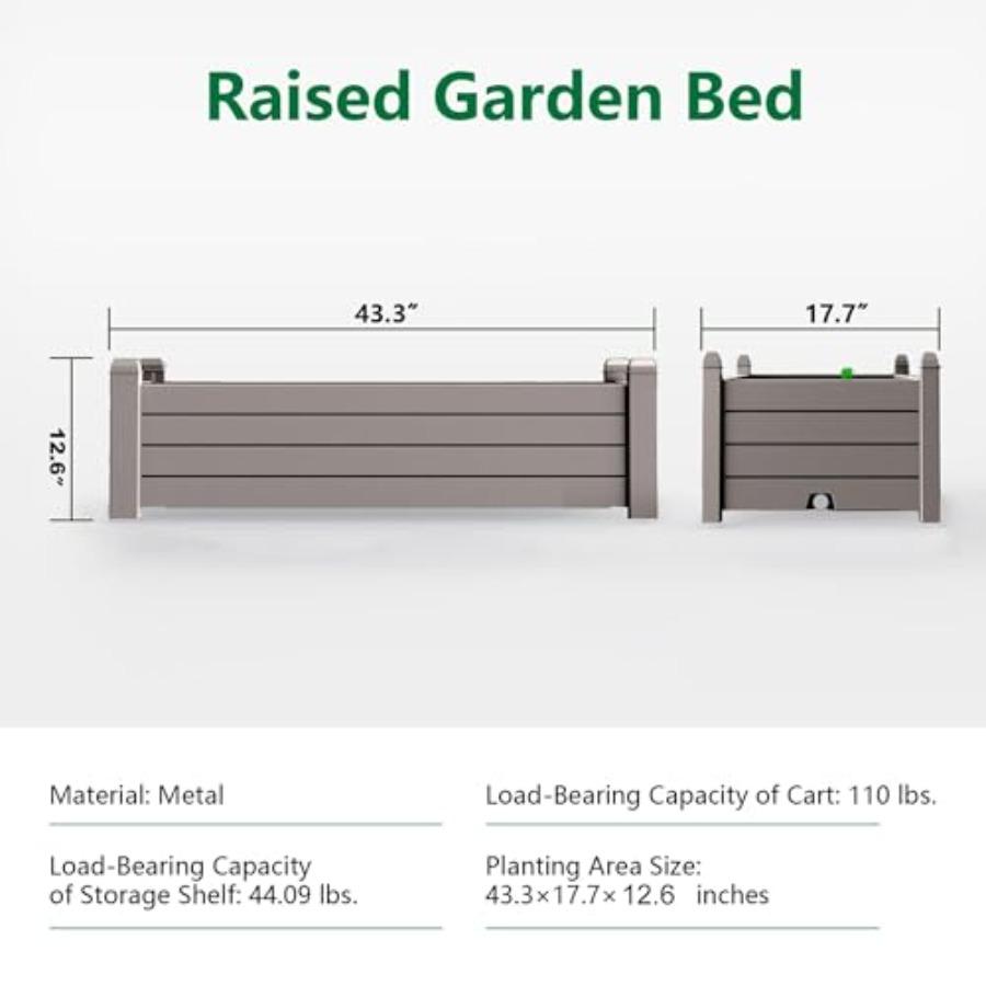 Elevated Raised Garden Bed Outdoor Large Resin Patio Planter Box Stand Divisible with Drain Plug Water Monitor for Plants Veget