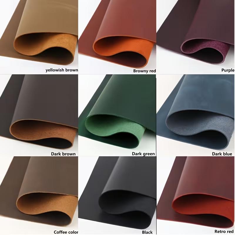 9-color crazy horse leather, top grain cowhide genuine leather, vintage color-changing oily leather, 2mm thick, handcrafted DIY,