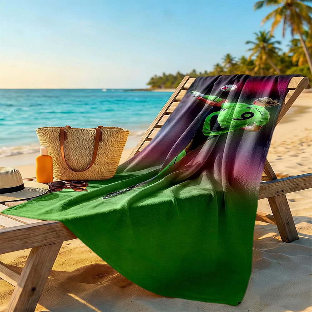Haaland Fan Beach Towel Quick-Dry Soft Microfiber Comfortable Lightweight Suitable for Swimming, Gym, Camping, Yoga Vacation