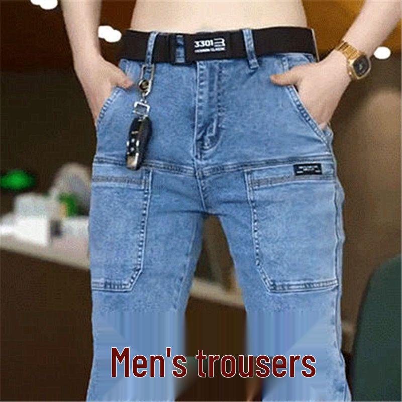 Herren Slim Fit Stretch Multi-Pocket Jeans - Straight Leg, Verschleißfeste Freizeithose für Frühling & Herbst