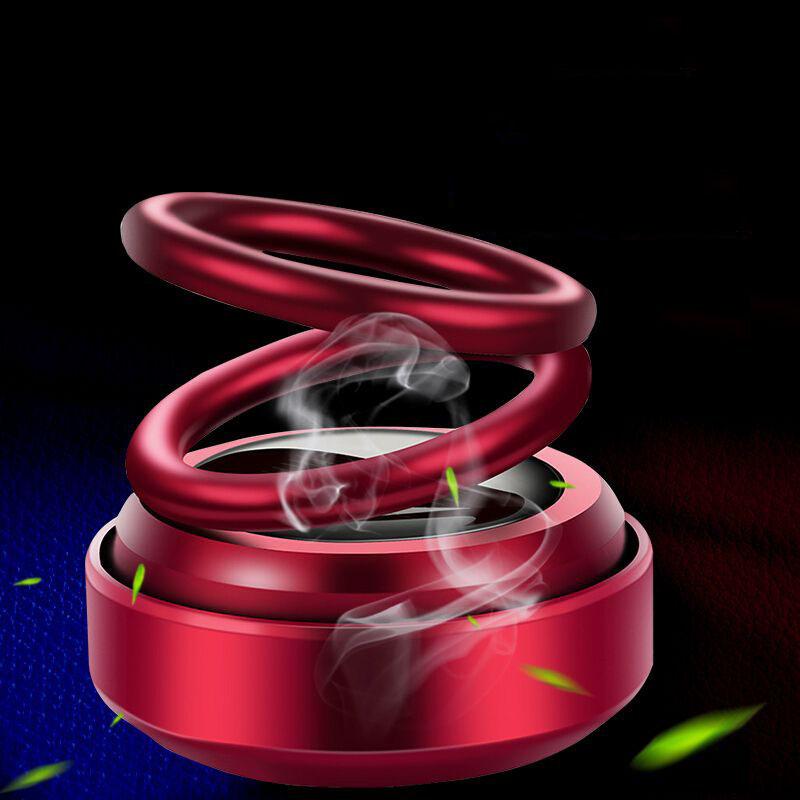 Car Perfume Ornaments Solar-Powered Double-Ring Suspended Rotating Fragrance High-End Car Interior Decoration Supplies