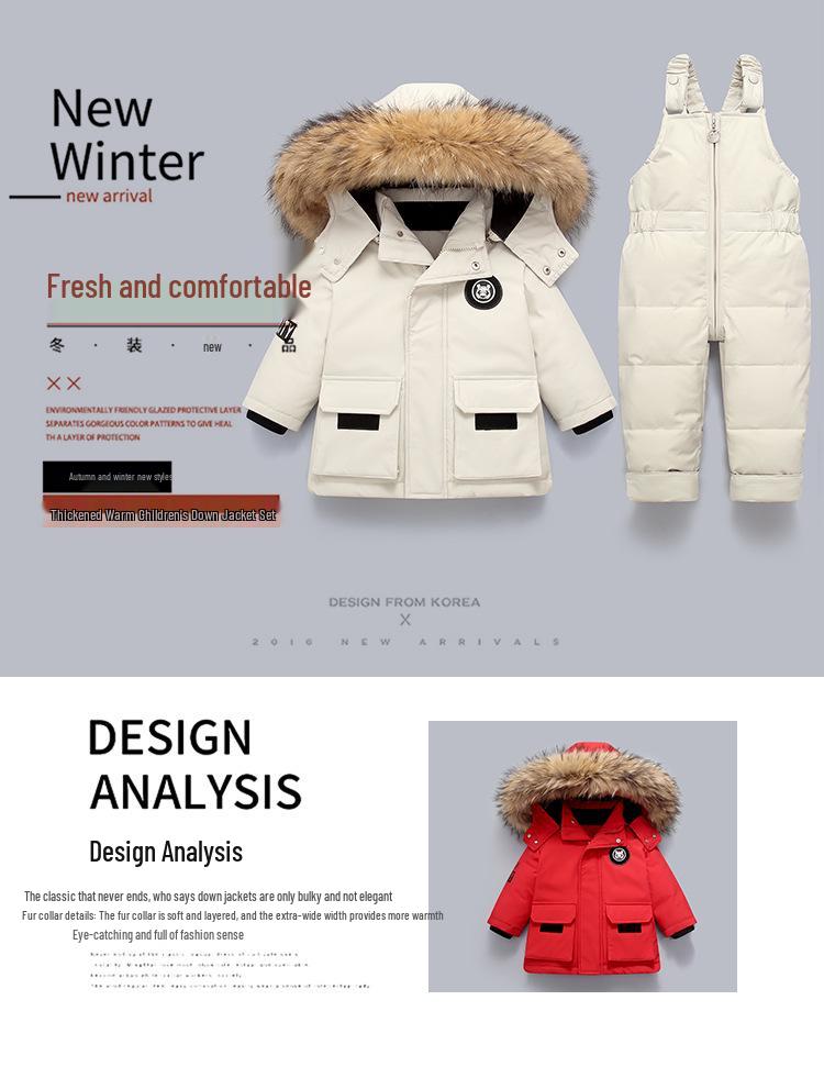 

2024 Boys Winter Down Jacket & Pants Set, Toddler & Infant Fashion for Ages 1-5, Thick and Warm. 80 cm червоний