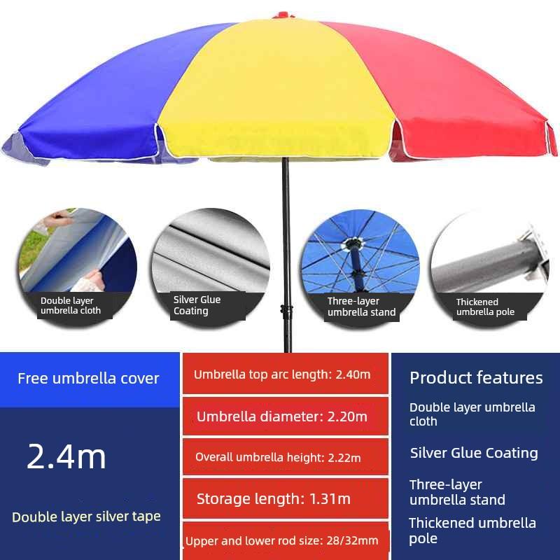 Outdoor Beach Parasol, Sun Umbrella, Large Commercial Umbrella for Shop Stalls, Waterproof and Sun-Protective Umbrella, Patio Umbrella, Canopy