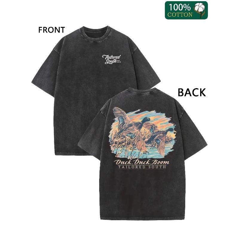 

Men S Vintage Flying Duck Reversible Print - Heavily Washed, Retro Duck Hunting Design Short Sleeve Round Neck Casual T-Shirt S чёрный