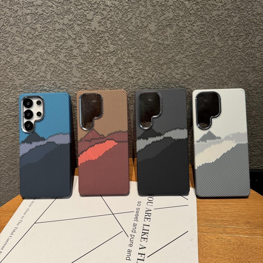 Stylish Kevlar Carbon Fibre Colorful Magnetic Phone Case for Samsung Galaxy S25 S24 Ultra S23 Plus Hard Plastic Shockproof Protective Cover Fundas