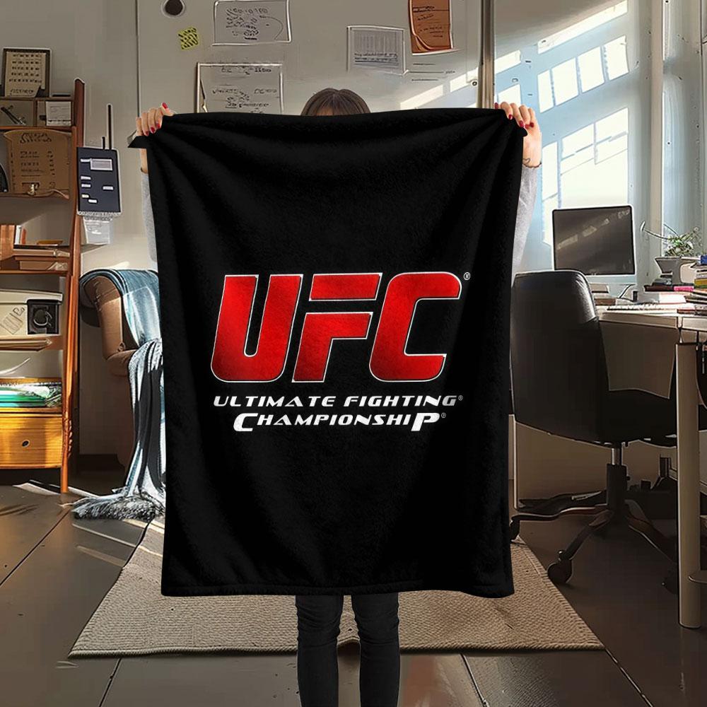 UFC Printed Flannel Blanket, soft throw for bedroom sofa, washable, Christmas present, great gift.
