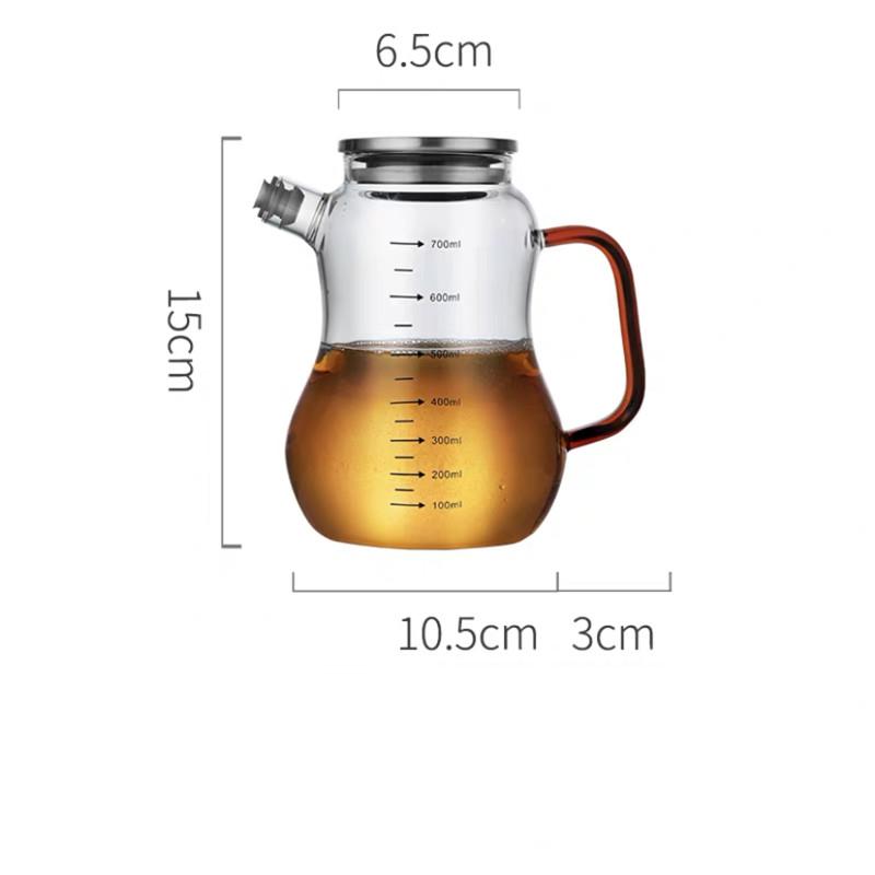 Glass Oil Pot Leak-proof Oil Bottle with Scale Kitchen Cooking Tool Vinegar Soy Sauce Bottle Gravy Boat