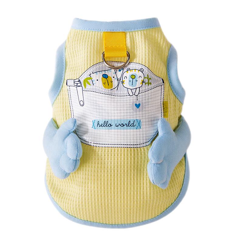 Small hand pocket traction vest cute dog clothes small dog bipod pet clothing one piece