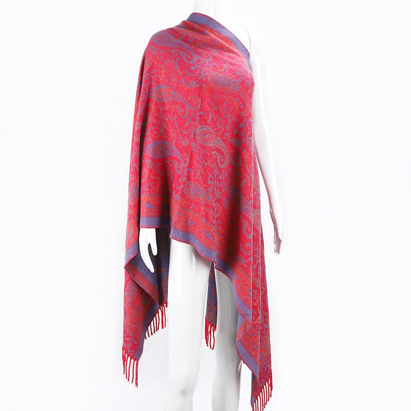 New Vintage Ethnic Style Women's Shawl for Travel In Dali, Yunnan Core-spun Yarn Jacquard Thickened Tassel Scarf