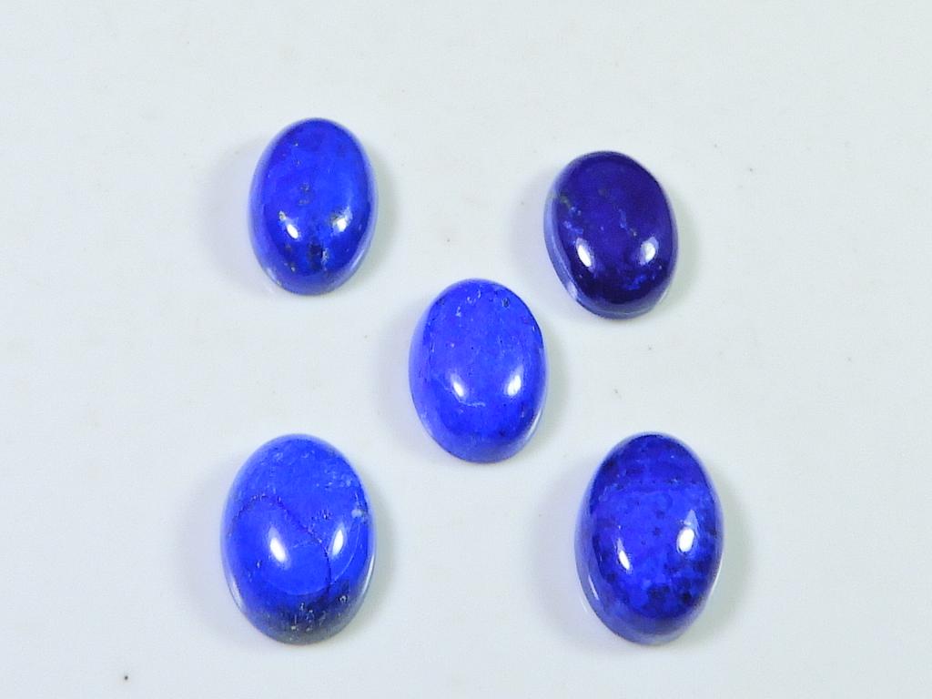 30Cts. Natural Lapis Lazuli Oval Cabochon Loose Gemstone 05 Pcs Lot 10X14MM RQ-1851