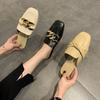 Chain Small Fragrant Style Flat Bottom Square Head Bag Head Half Slippers Women's Outer Wear 2021 Summer New Internet Celebrity Versatile Korean Vers