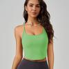 Women's Outdoor Wireless Longline Running Bra Shockproof Sports Vest Sexy Spaghetti Straps Cross Back Fitness Yoga Top