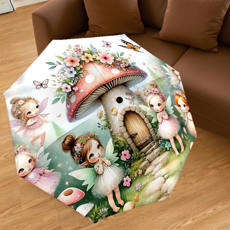 1PC Fairy mushroomAutomatic Open/Close Umbrella with Windproof, 8-Rib Sturdy Canopy, Durable Ribs, Fashionable Design1245A