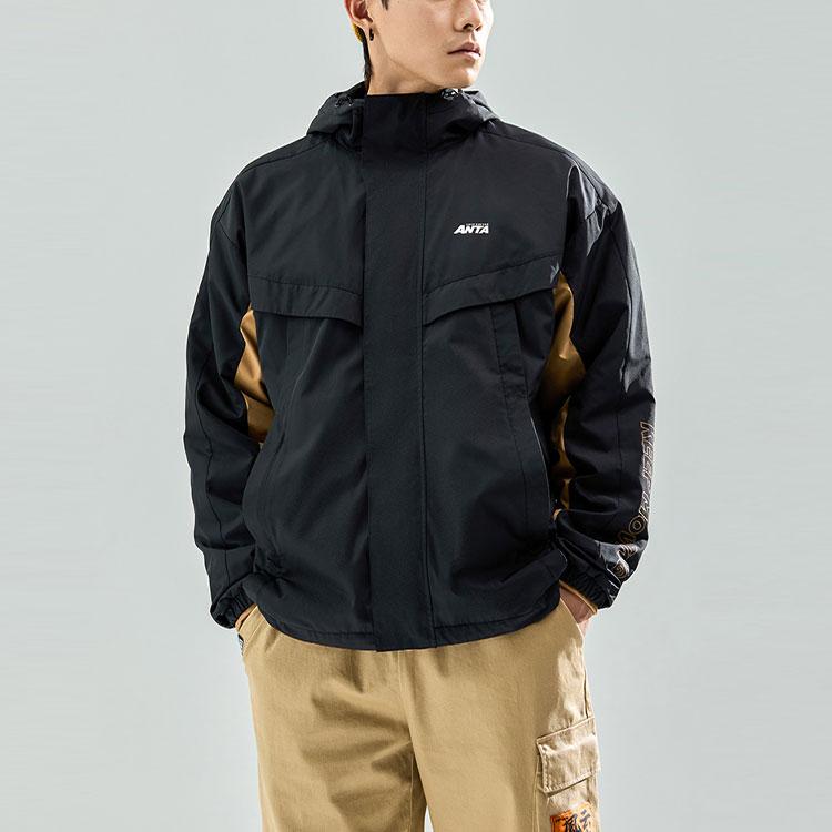 Anta Loose Casual Windproof Warm Hooded Jacket Men Jackets Black 952148640-1