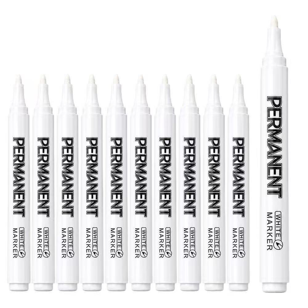 White Waterproof Oil-Based Highlight Marker - Fade-Resistant