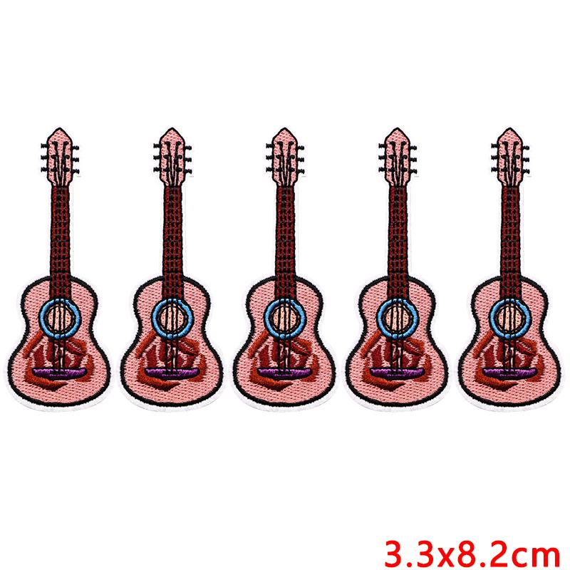 10pcs Wholesale New Art Wind Electric Guitar Embroidery Patches Diy Creative Cartoon Iron On Patches For Clothing Jackets Decor 