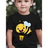 European Sizes Boys' Short-Sleeve Spring, Summer, and Autumn Cartoon Bee with Cute Joyful Face Print Round Neck Children's Top