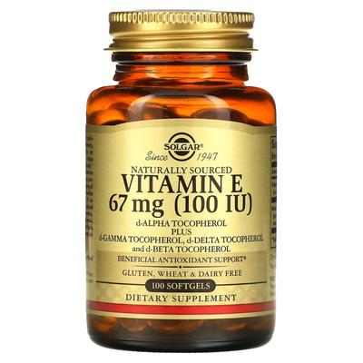 Solgar, Naturalne źródła witaminy E, 67 mg (100 j.m), 100 kapsułek żelowych