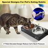 2 Pack Cat Food Bowls Indoor Set with Metal Stand5 Tilted Anti Vomiting Wide Raised Pet Dish Cute Elevated Cat Feeding Station
