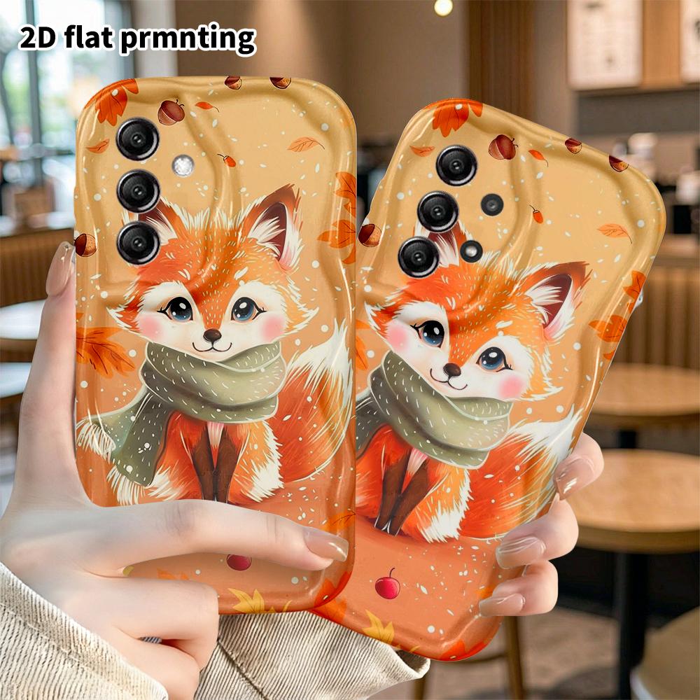 Phone Case: 2D flat, suitable for Samsung Galaxy A34 A35 M05 M06 S20 S22 S21 FE Plus 5G protective cases, fox wearing a scarf, perfect Christmas and H
