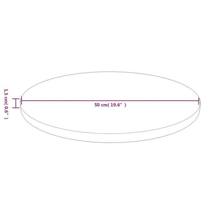 342967 vidaXL Dessus de table rond Marron foncé Ø50x1,5cm Chêne massif traité