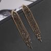 New Classic Shiny Crystal Clip on Earrings Ladies Exaggerated Long Tassels Colorful Rhinestone Non Pierced Earrings Jewelry