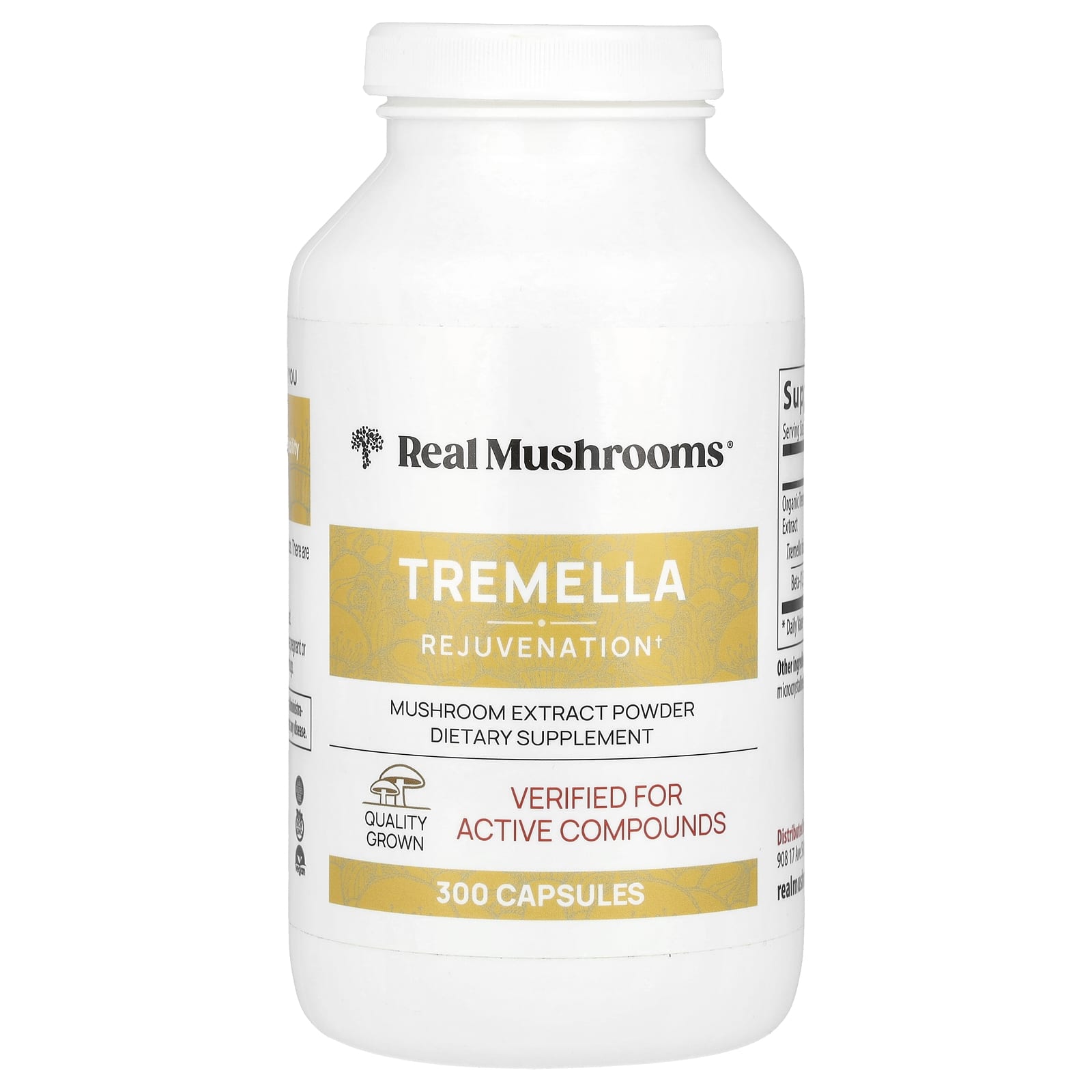 

Tremella, Mushroom Extract Powder, 300 Capsules