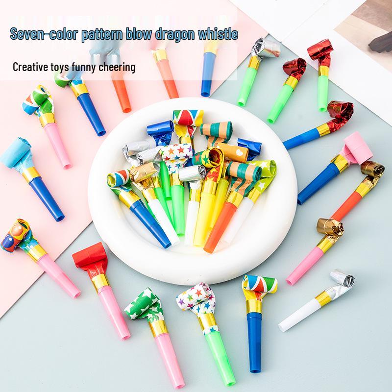 Silbatos de dragón para fiestas infantiles: divertidos accesorios para celebraciones de cumpleaños.