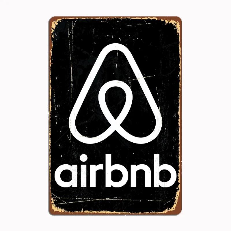 Vintage Airbnb Logo 1 Metallskilt Plakat Veggdekor Kino Stue Veggmaleri Morsomt Blikkskilt Kjøkken Soverom Kafé Bar Pub Stue