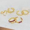 Medieval Vintage Country Tide Wind Bamboo Series Open Ring Stacked With Zircon High-End Sense Niche Index Finger Ring Woman