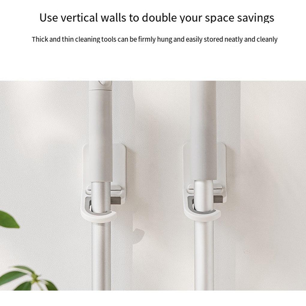 Mops Holder Wall Self Adhesive Cleaning Broom Organizer Removable Rake Hanger Rack Washroom Hanging Brush Pipe Hook Shelf