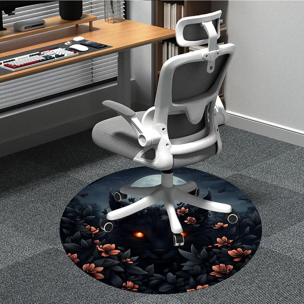 

1pc Moonlit Beast Office Round Area Rug, Under Office Chairs Bedroom Living Room Home Decor, Room Deco, Available in Various Sizes 80cm