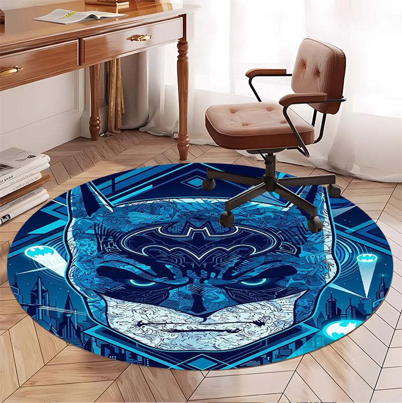 Batman Pattern Round Rug, Indoor/Outdoor Mat, for Picnic, Gameroom, Bedroom, Office, Living Room, Home Decor Carpet, Birthday Gift