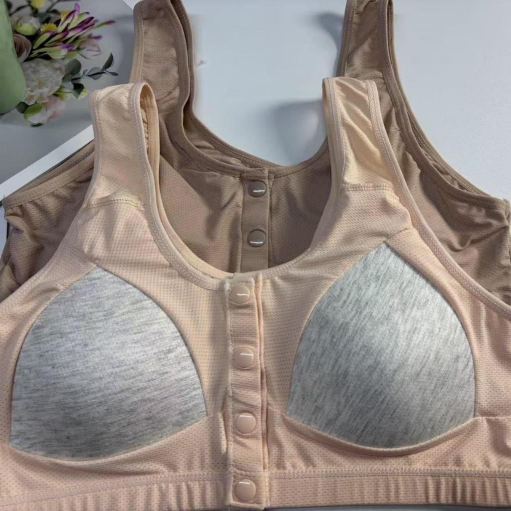 Modal Bamboo Fiber Front-Opening Bra for Plus Size, Middle-Aged, and Elderly - Vest Style