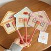 Portable Cartoon House Shape Fan Handcrafted Handwoven Handheld Cooling Fan  Summer Daily Cooling
