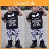 Adorabile Set T-shirt in Cotone a Strisce e Pantaloni Lunghi per Bambino/Bambina di Halloween