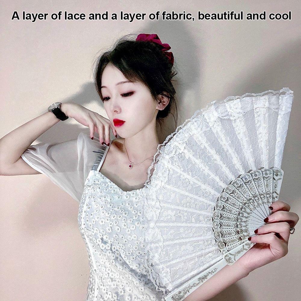 Lace Design Folding Fan Tassel Handheld Fan Elegant Lace Hand Fan Dance