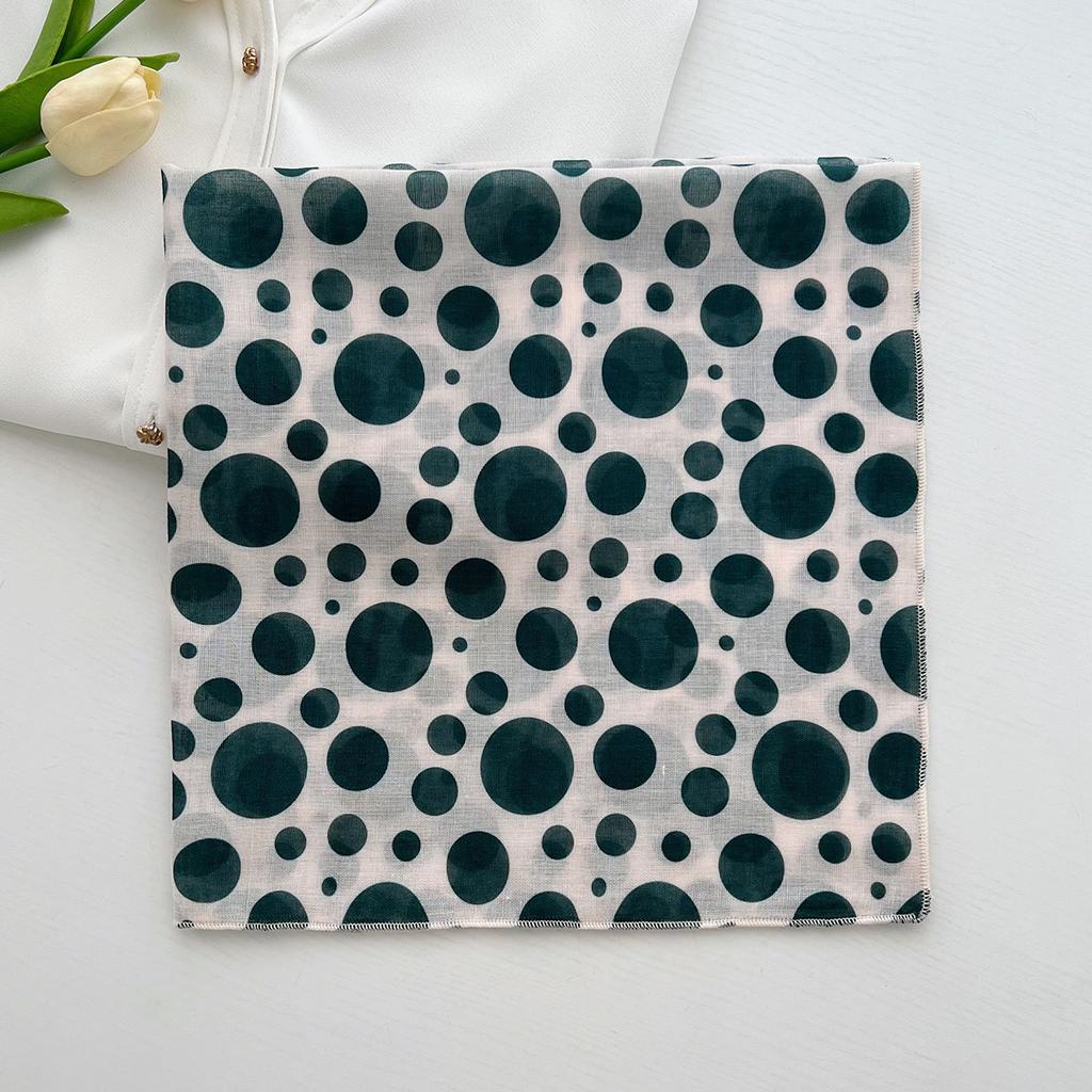 New polka dot cotton and linen small square scarf headscarf spring and autumn women's versatile neck small scarf summer thin scarf