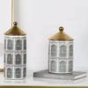 Modern Architectural Pattern Ceramic Storage Tank with Cover Household Decoration Vase Candle Jar  Candy Tank Kitchen Storage