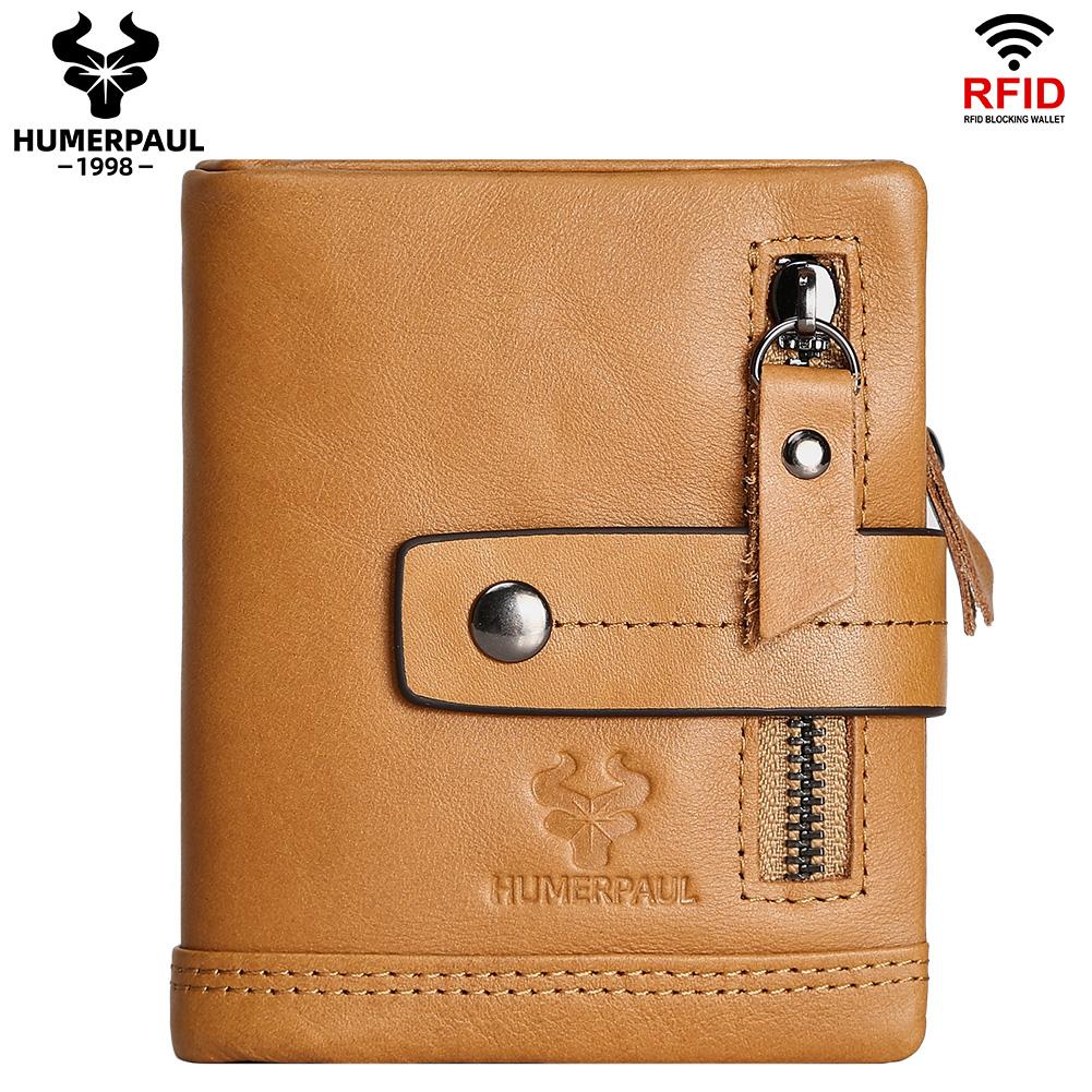 Humerpaul 100% Genuine Leather Men Wallet Coin Purse Small Card Holder PORTFOLIO Portomonee Male Walet Pocket Coffee Money