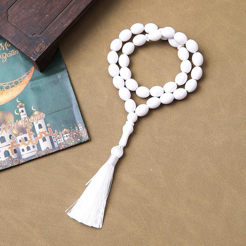 Ručně vyráběný 33-korálkový tasbih: Islámské modlitební korálky z Blízkého východu