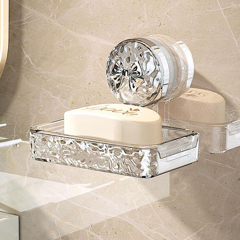 

Стеклянная полка для ванной комнаты с вращающейся присоской, установка за одну секунду, система хранения в ванной комнате, узор «ледник», сортировка предметов