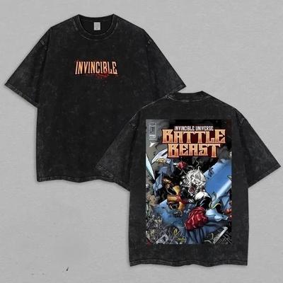 Battle Beast Vintage Graphic T-Shirt Double Sided Invincible Comic Warrior Tee