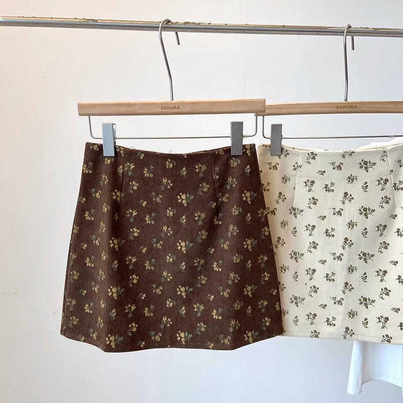 

2024 Autumn Korean-Style High-Waisted Slimming Floral Midi Skirt XS (Recommended 70-80 lbs)