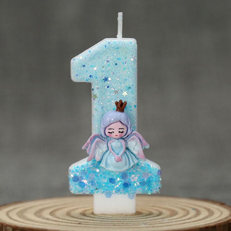 Original Birthday Candles Blue Angel Children's Birthday Candles for Girls Sparklers Candle for Cake Decoration
