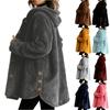 Women's Fashion Fuzzy Color Button Pocket Hooded Long Sleeve Loose Warm Jacket