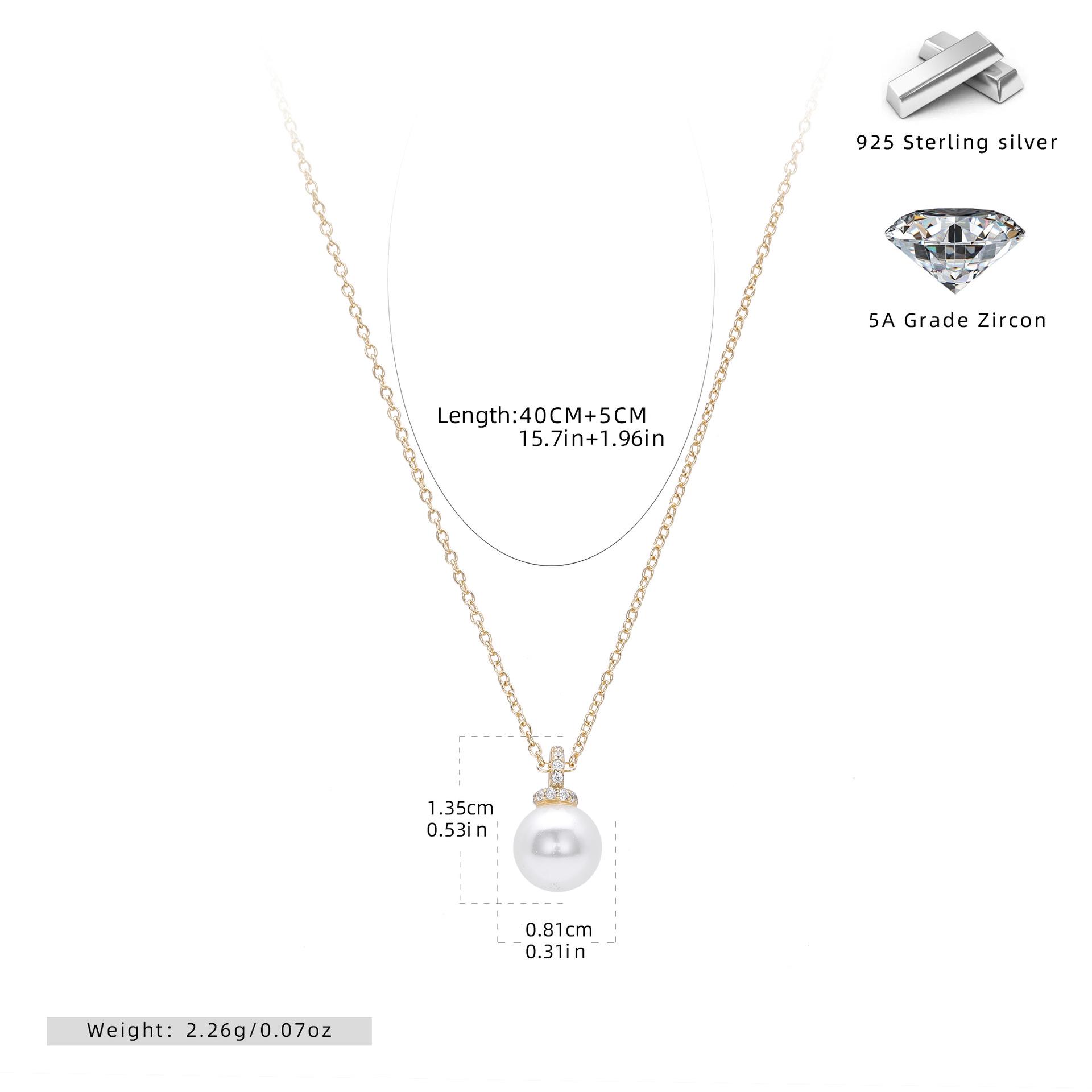 

Маленькое жемчужное ожерелье-подвеска из стерлингового серебра - Дизайн класса люкс 925 Silver